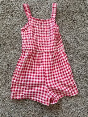 Red Gingham Smocked Romper - Kids Bottoms